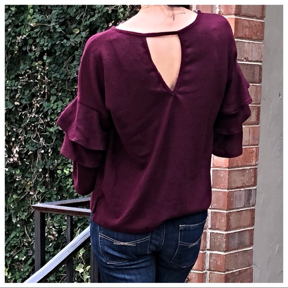 ✨LAST ONE✨Burgundy layered sleeves knit top - Picture 5 of 5